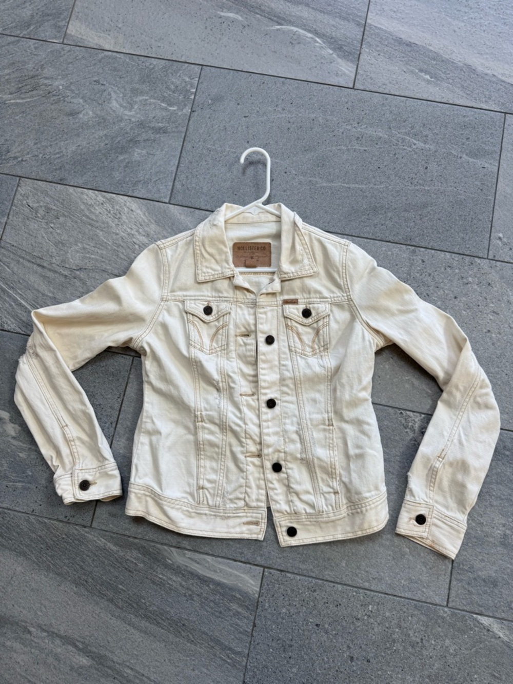 Hollister Women's Cream White Denim Jacket